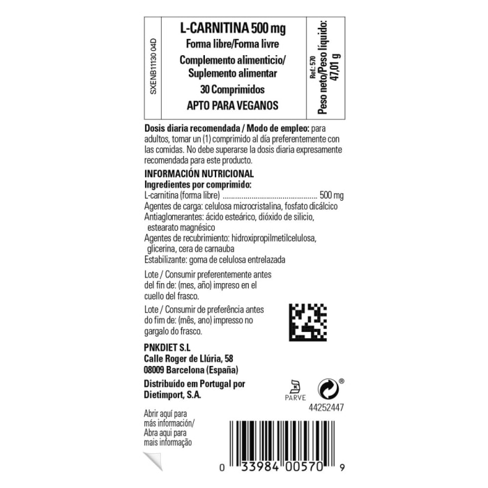 500 mg de L carnitina