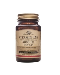 Solgar - Vitamina D3 (Colecalciferol) 4000 UI (100 μg) - 60 cápsulas vegetales