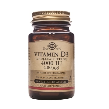 Solgar - Vitamina D3 (Colecalciferol) 4000 UI (100 μg) - 60 cápsulas vegetales
