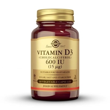 Solgar - Vitamina D3 600 UI - 60 cápsulas vegetales