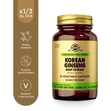 Ginseng coreano extracto de raíz - 60 cápsulas vegetales