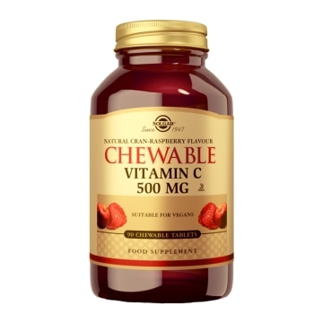 Solgar - Vitamina C 500 mg masticable sabor arándano y frambuesa - 90 comprimidos masticables