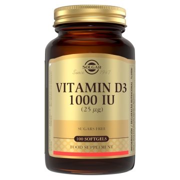 Vitamina D3 1000 IU 25 μg - 100 cápsulas blandas