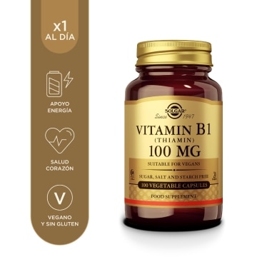 Vitamina B1 100 mg - 100 cápsulas vegetales