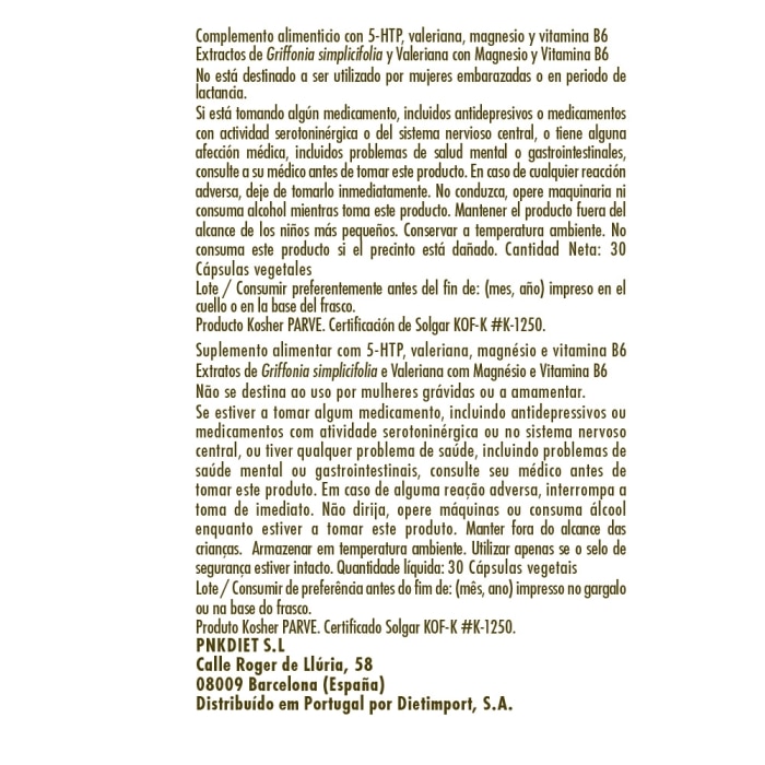 Griffonia 5-HTP - 30 cápsulas vegetales