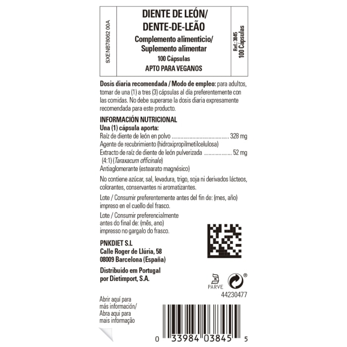 Diente de león - 100 cápsulas vegetales