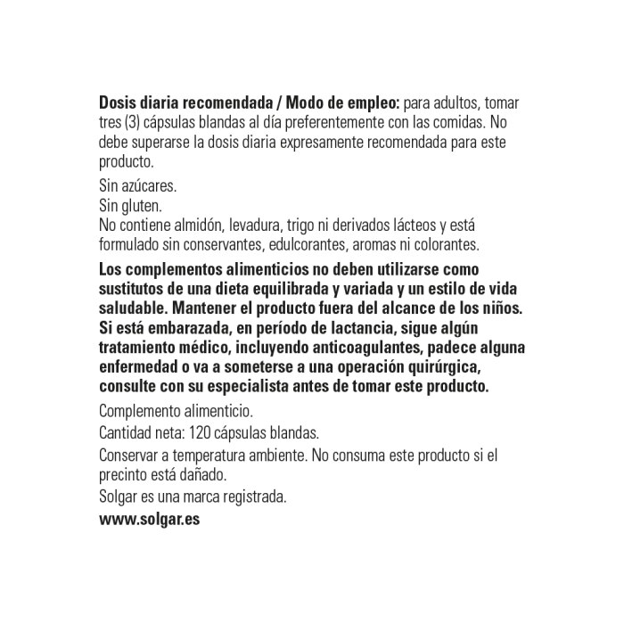 Solgar - Omega 3-6-9 aceites de pescado, lino y borraja - 120 cápsulas blandas