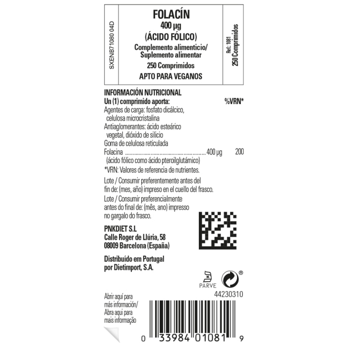 Folacín 400 µg - 250 comprimidos