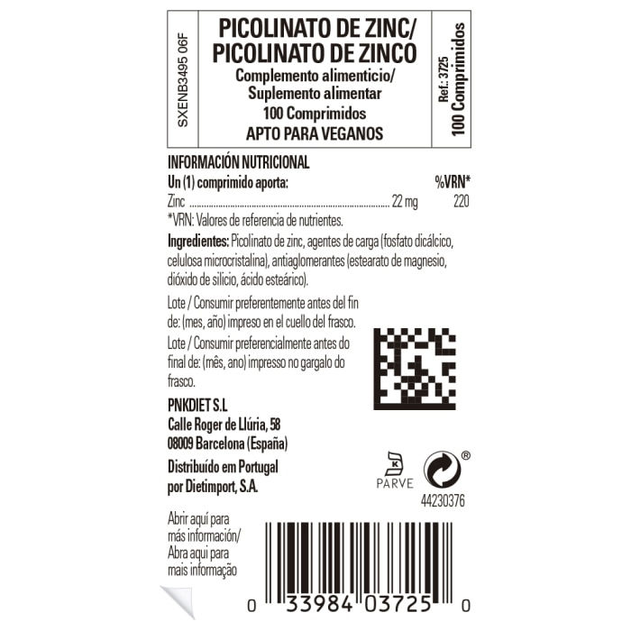 Solgar - Picolinato de zinc - 100 comprimidos