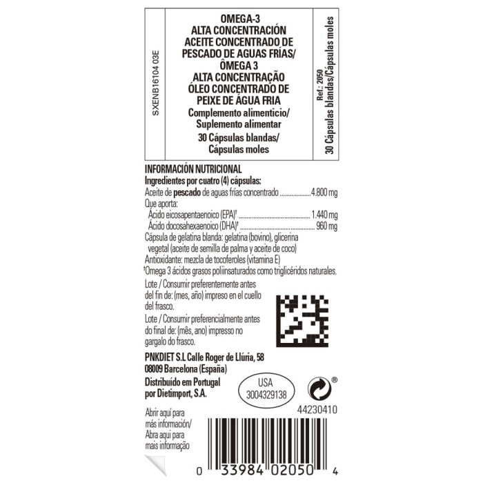 Omega-3 alta concentración - 30 cápsulas blandas