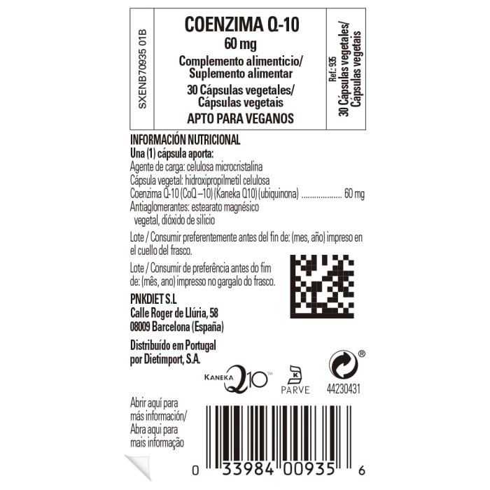 Coenzima Q-10 60 mg - 30 cápsulas vegetales