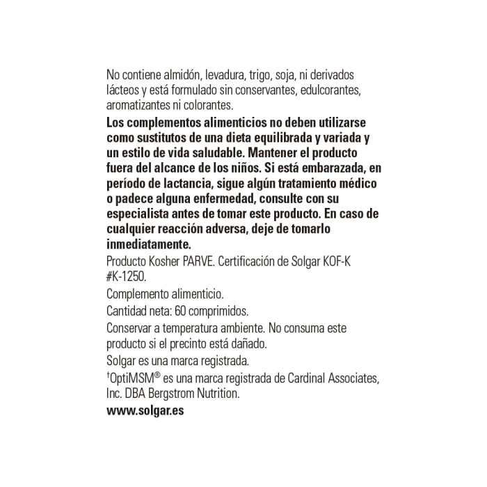 MSM (Metilsulfonilmetano) 1000 mg - 60 comprimidos