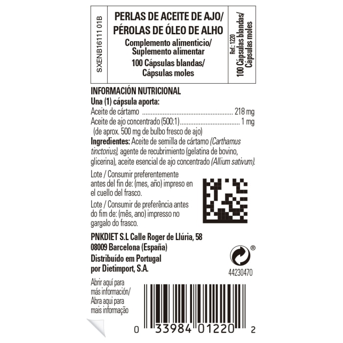 Perlas de aceite de ajo - 100 cápsulas blandas