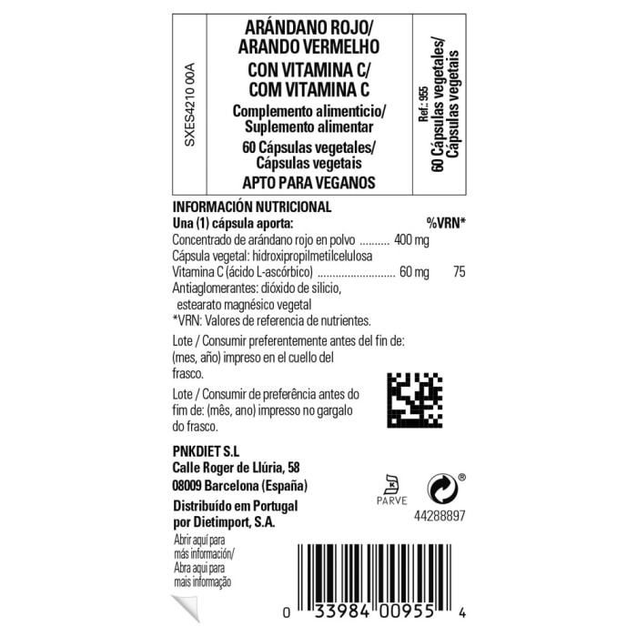 Solgar - Arándano rojo con vitamina C - 60 cápsulas vegetales