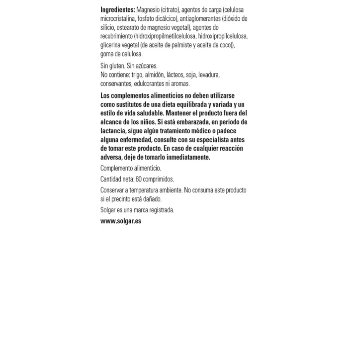 Citrato de magnesio  - 60 comprimidos